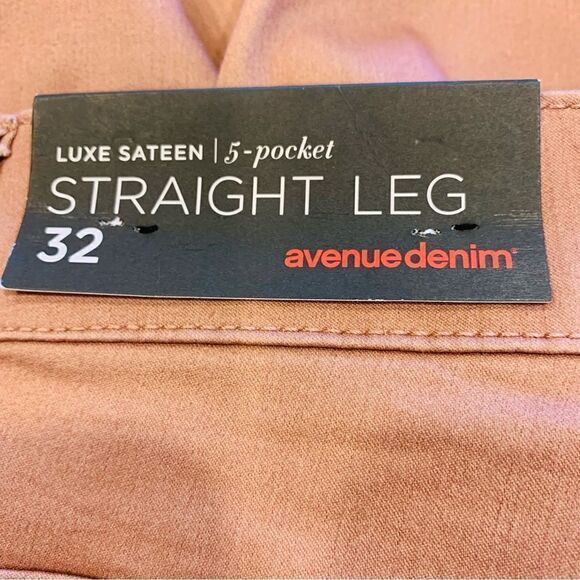 Avenue Denim Luxe Sateen Straight Leg Jeans Plus Size 32 Dusty Rose Color - Picture 6 of 12